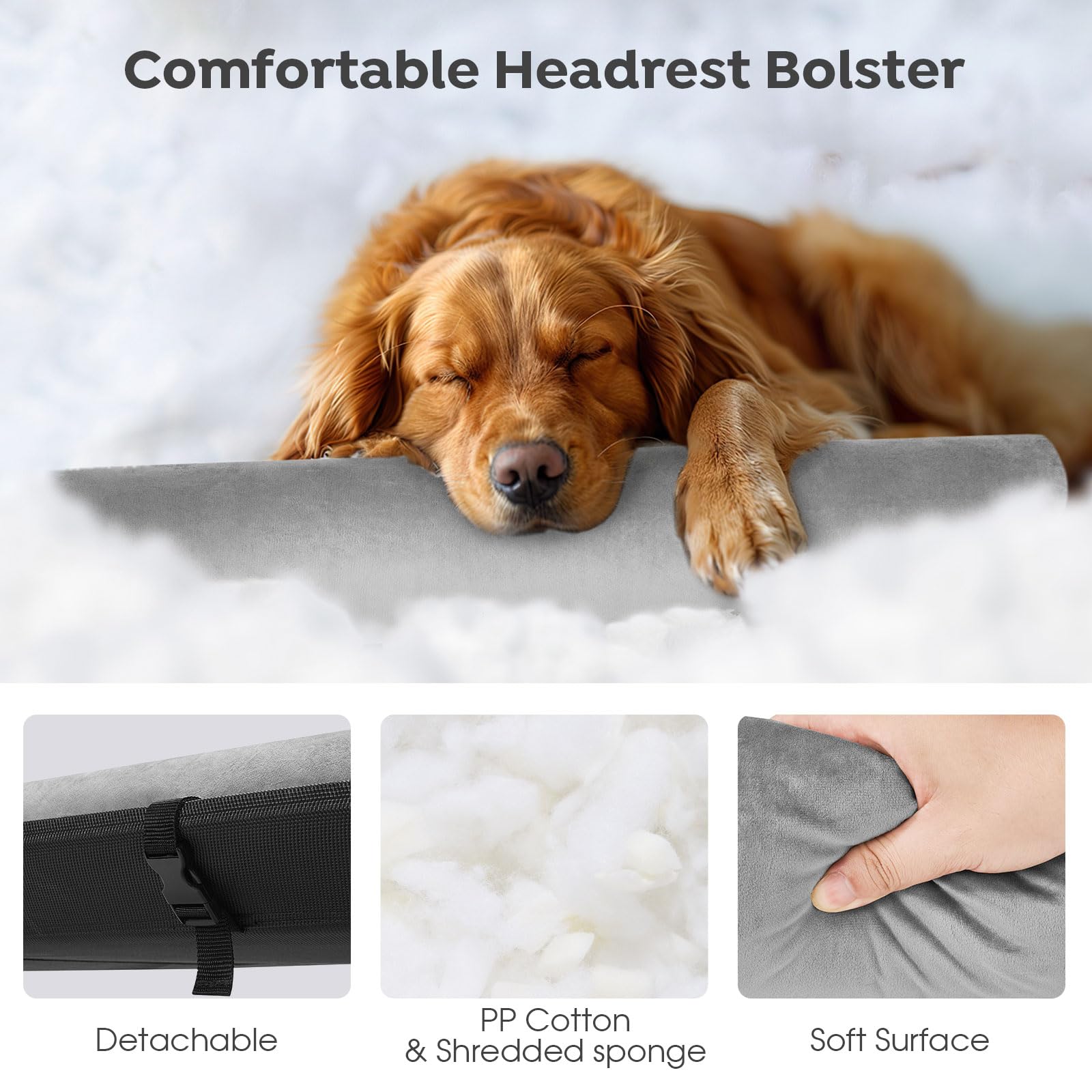 Veehoo Medium Elevated Dog Bed, Outdoor Raised Dog Cot Hammock Bed With One-Sided Removable Headrest Bolster, Cooling Breathable